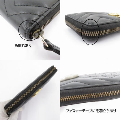 GUCCI | グッチ GGマーモント ダブルG ジップアラウンドウォレット 長財布 443123・0959 ブラック【瀬戸大橋店】