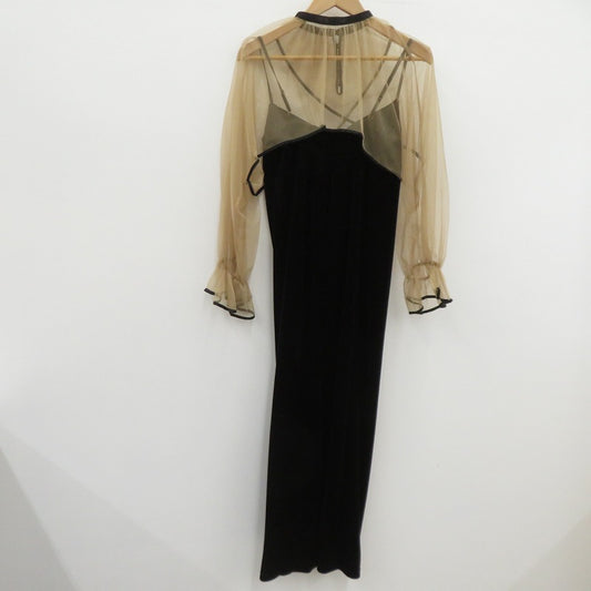 AMERI | アメリ MANY WAY AIRY VEIL DRESS ワンピース 01120530521 ブラック × ベージュ サイズ：S【瀬戸大橋店】