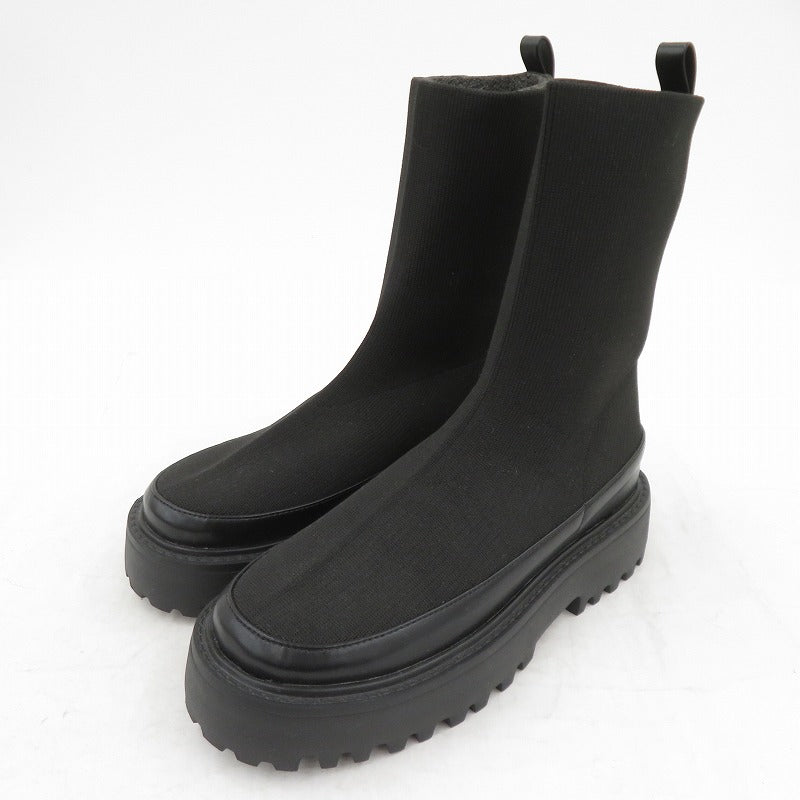 UNITED ARROWS | ユナイテッドアローズ SY/ニットショートブーツ ブーツ サイズ:24.5cm ブラック 24.5cm【瀬戸大橋店】