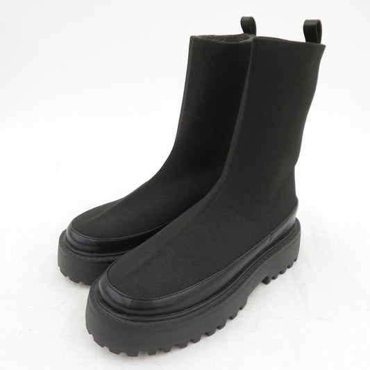 UNITED ARROWS | ユナイテッドアローズ SY/ニットショートブーツ ブーツ サイズ:24.5cm ブラック 24.5cm【瀬戸大橋店】