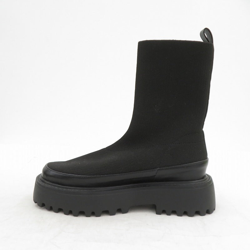 UNITED ARROWS | ユナイテッドアローズ SY/ニットショートブーツ ブーツ サイズ:24.5cm ブラック 24.5cm【瀬戸大橋店】