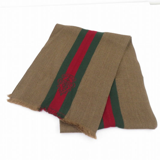 GUCCI | グッチ クレストロゴ ヘリンボーン マフラー ブラウン【瀬戸大橋店】