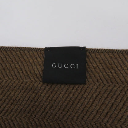 GUCCI | グッチ クレストロゴ ヘリンボーン マフラー ブラウン【瀬戸大橋店】