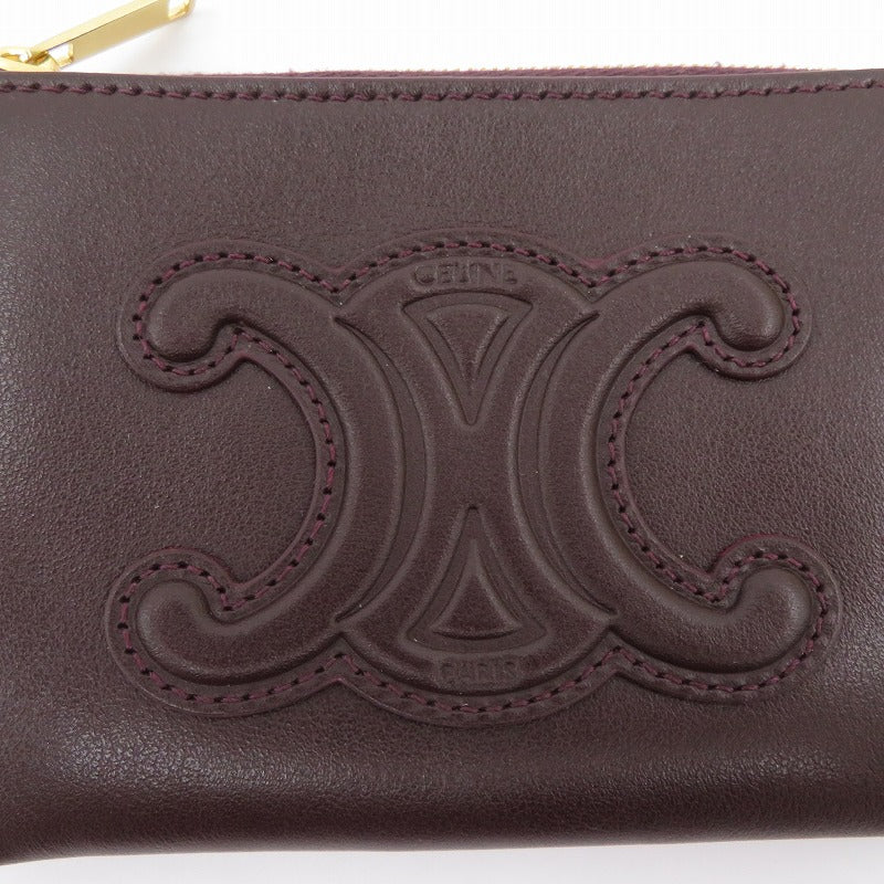 CELINE | セリーヌ コインパース キュイル トリオンフ コインケース 10C663DR8.28DG ボルドー/バーガンディー【瀬戸大橋店】