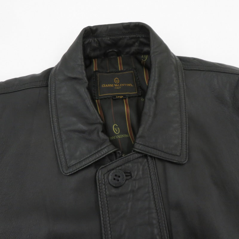 GIANNI VALENTINO ジャケット レザー ブラック サイズ：L【瀬戸大橋店】