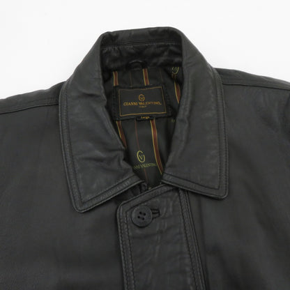GIANNI VALENTINO ジャケット レザー ブラック サイズ：L【瀬戸大橋店】
