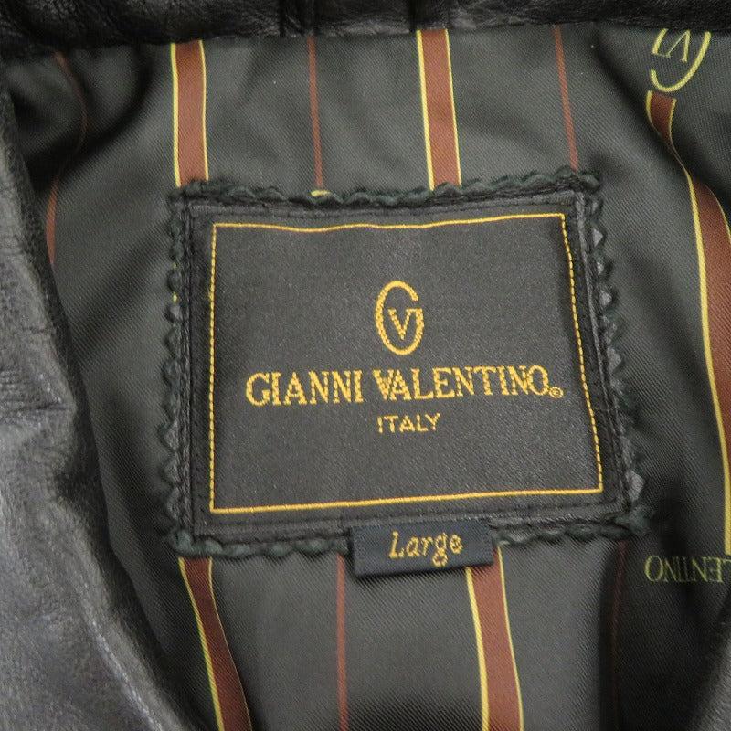 GIANNI VALENTINO ジャケット レザー ブラック サイズ：L【瀬戸大橋店】