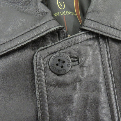GIANNI VALENTINO ジャケット レザー ブラック サイズ：L【瀬戸大橋店】