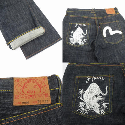 EVISU | エヴィス 虎 カモメ 刺繍 デニムパンツ 2001 サイズ:36×35 ネイビー【瀬戸大橋店】