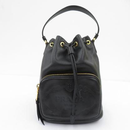 PRADA | プラダ デュエット レザー バケットバッグ ショルダーバッグ 1BH038 ブラック【瀬戸大橋店】
