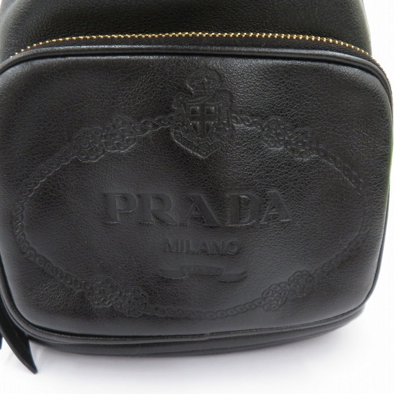 PRADA | プラダ デュエット レザー バケットバッグ ショルダーバッグ 1BH038 ブラック【瀬戸大橋店】