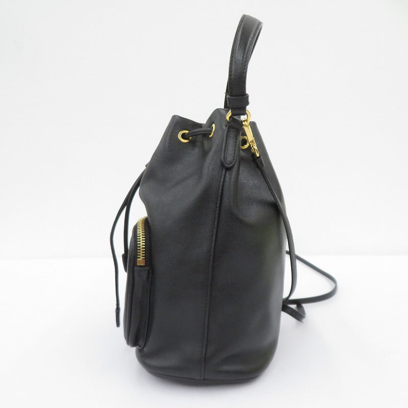 PRADA | プラダ デュエット レザー バケットバッグ ショルダーバッグ 1BH038 ブラック【瀬戸大橋店】