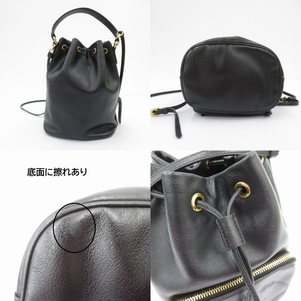 PRADA | プラダ デュエット レザー バケットバッグ ショルダーバッグ 1BH038 ブラック【瀬戸大橋店】