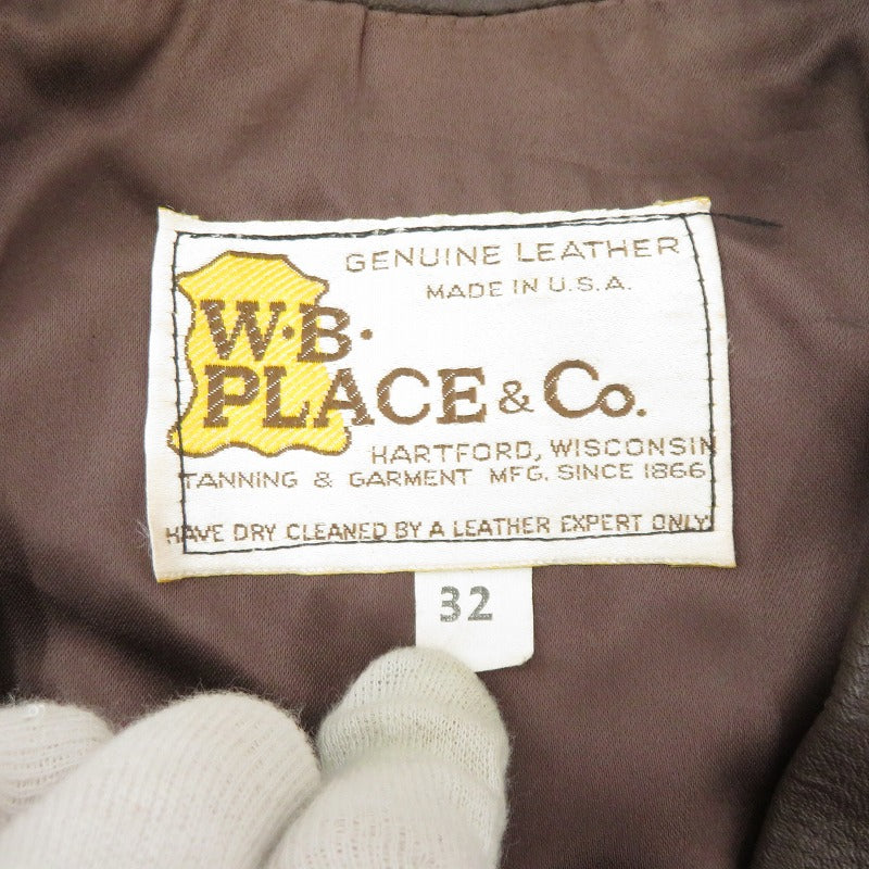 W.B.PLACE&Co USA製 ジャケット レザー ブラウン サイズ：32【瀬戸大橋店】