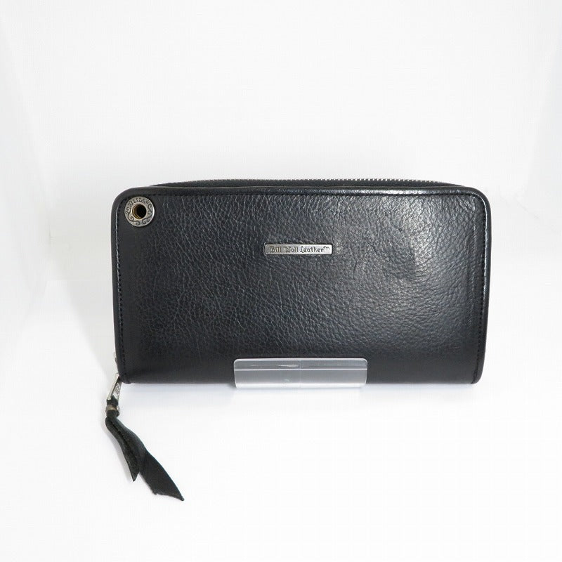 BILL WALL LEATHER | ビルウォールレザー Zipper / Flat Black Plain 長財布 ブラック【瀬戸大橋店】