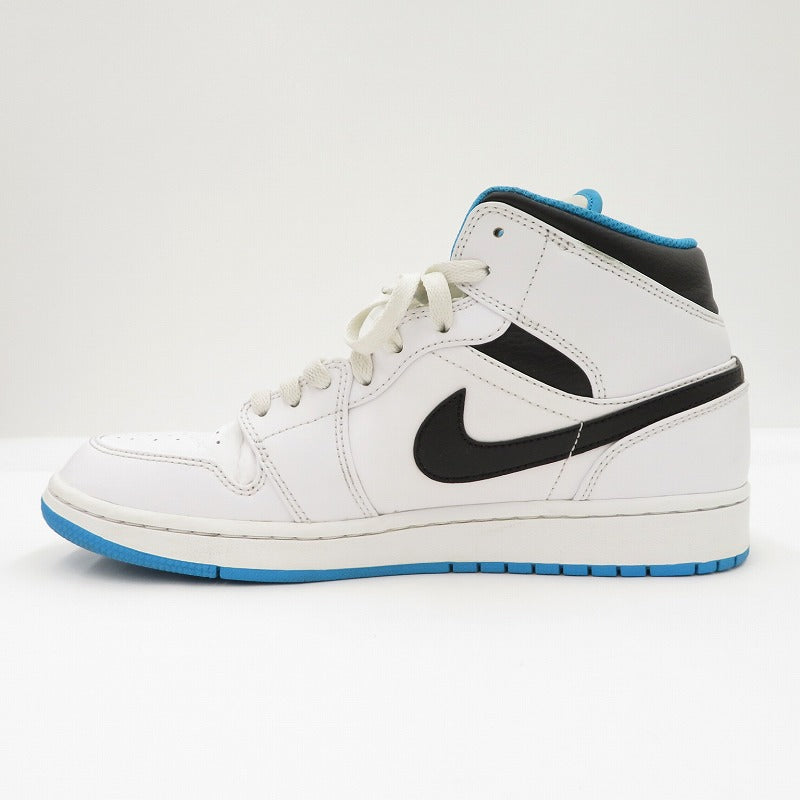 NIKE | ナイキ AJ1 Mid "White/Laser blue" スニーカー 554724-141 ホワイト 27cm【瀬戸大橋店】