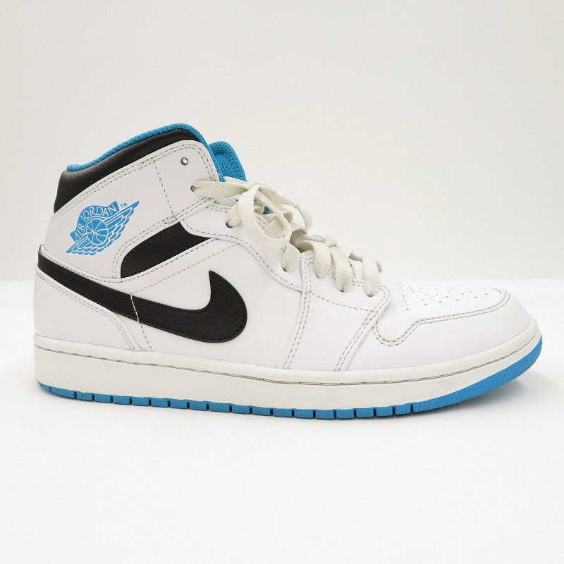 NIKE | ナイキ AJ1 Mid "White/Laser blue" スニーカー 554724-141 ホワイト 27cm【瀬戸大橋店】