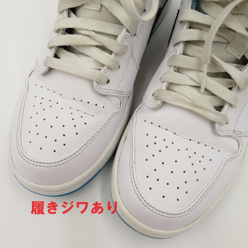 NIKE | ナイキ AJ1 Mid "White/Laser blue" スニーカー 554724-141 ホワイト 27cm【瀬戸大橋店】