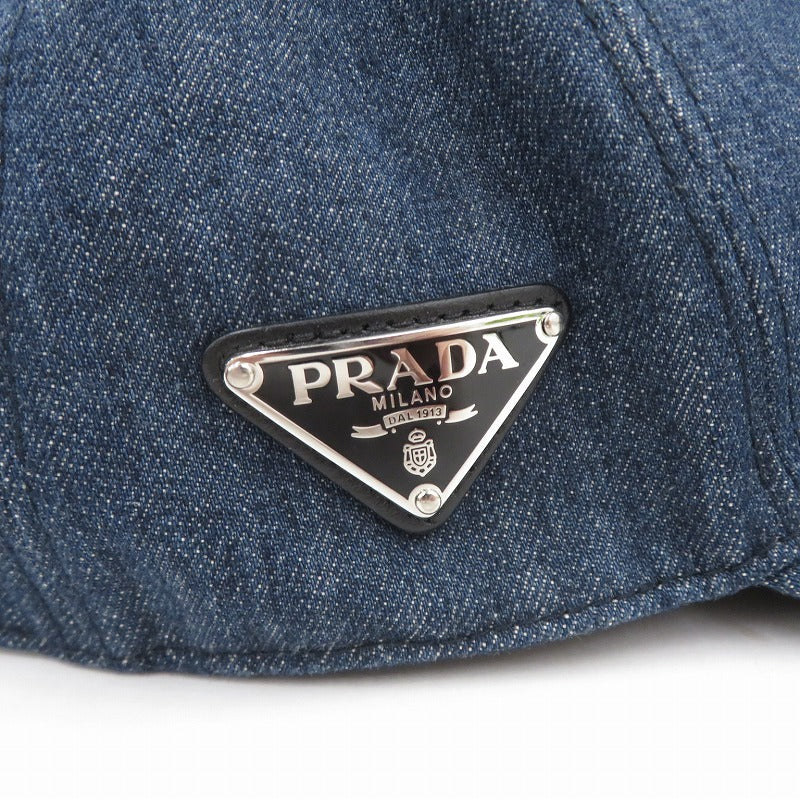 PRADA | プラダ サイドトライアングルロゴ　デニム キャップ 2HC274 ネイビー サイズ：M【瀬戸大橋店】