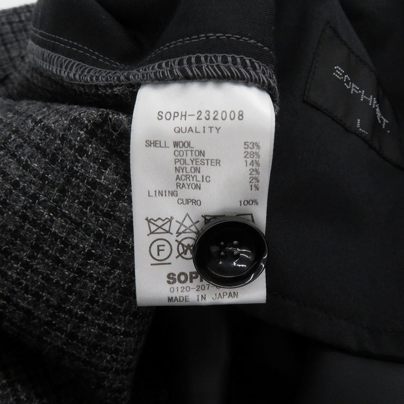 SOPHNET. | ソフネット WIDE TAPERED PANTS パンツ SOPH-232008 MELANGE TWEED GUNCLUB CHECK 1TUCK WIDE TAPERED PANTS グレー サイズ：L【瀬戸大橋店】