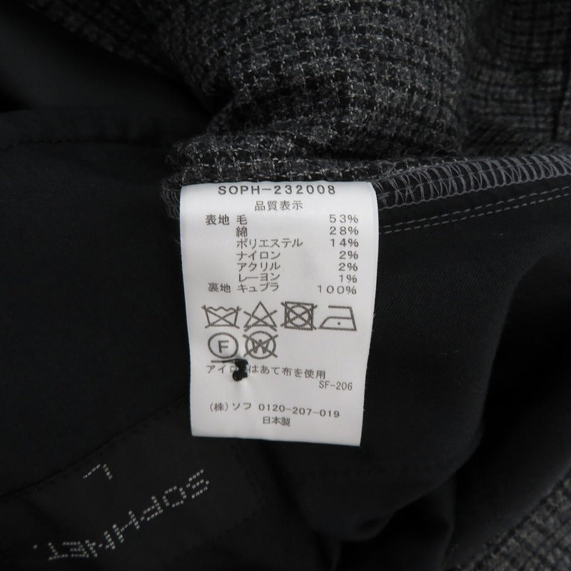 SOPHNET. | ソフネット WIDE TAPERED PANTS パンツ SOPH-232008 MELANGE TWEED GUNCLUB CHECK 1TUCK WIDE TAPERED PANTS グレー サイズ：L【瀬戸大橋店】