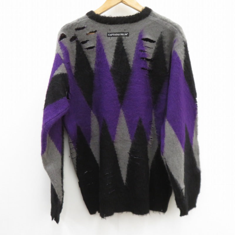 CAPTAINS HELM | キャプテンズヘルム WORN OUT CREW SWEATER ニット CH23-AW-K01 パープル サイズ：M【瀬戸大橋店】