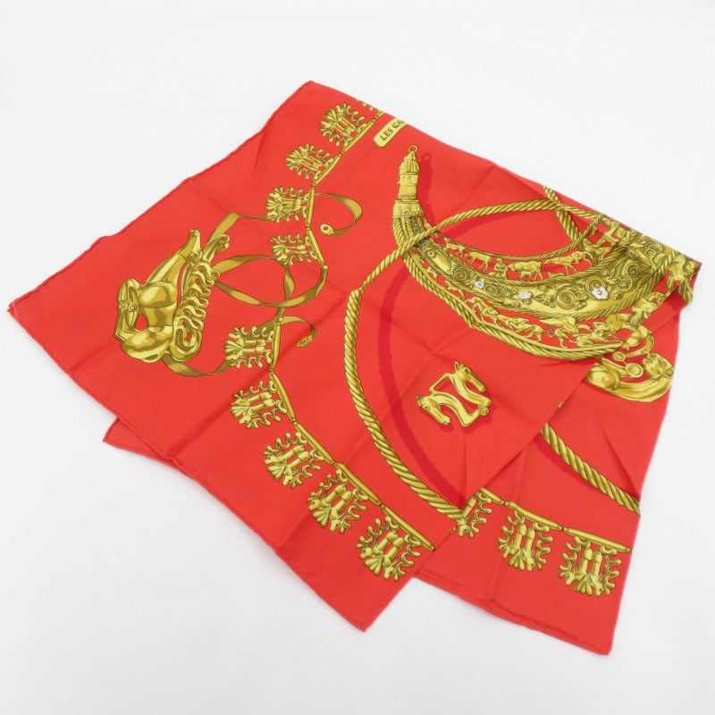 HERMES | エルメス カレ 90 LES CAVALIERS D'OR 「黄金の騎士」 ハンカチ レッド【瀬戸大橋店】