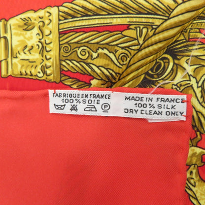 HERMES | エルメス カレ 90 LES CAVALIERS D'OR 「黄金の騎士」 ハンカチ レッド【瀬戸大橋店】