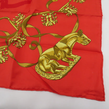 HERMES | エルメス カレ 90 LES CAVALIERS D'OR 「黄金の騎士」 ハンカチ レッド【瀬戸大橋店】