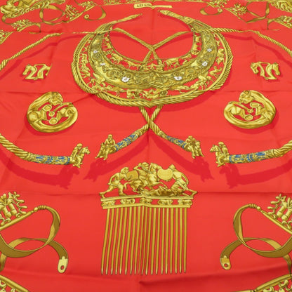 HERMES | エルメス カレ 90 LES CAVALIERS D'OR 「黄金の騎士」 ハンカチ レッド【瀬戸大橋店】