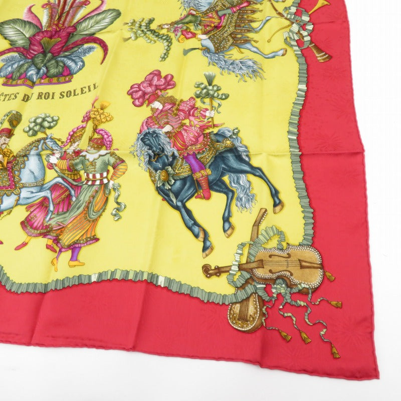 HERMES | エルメス カレ 90 LES FETES DU ROI SOLEIL 「太陽王の祝典」 ハンカチ レッド【瀬戸大橋店】
