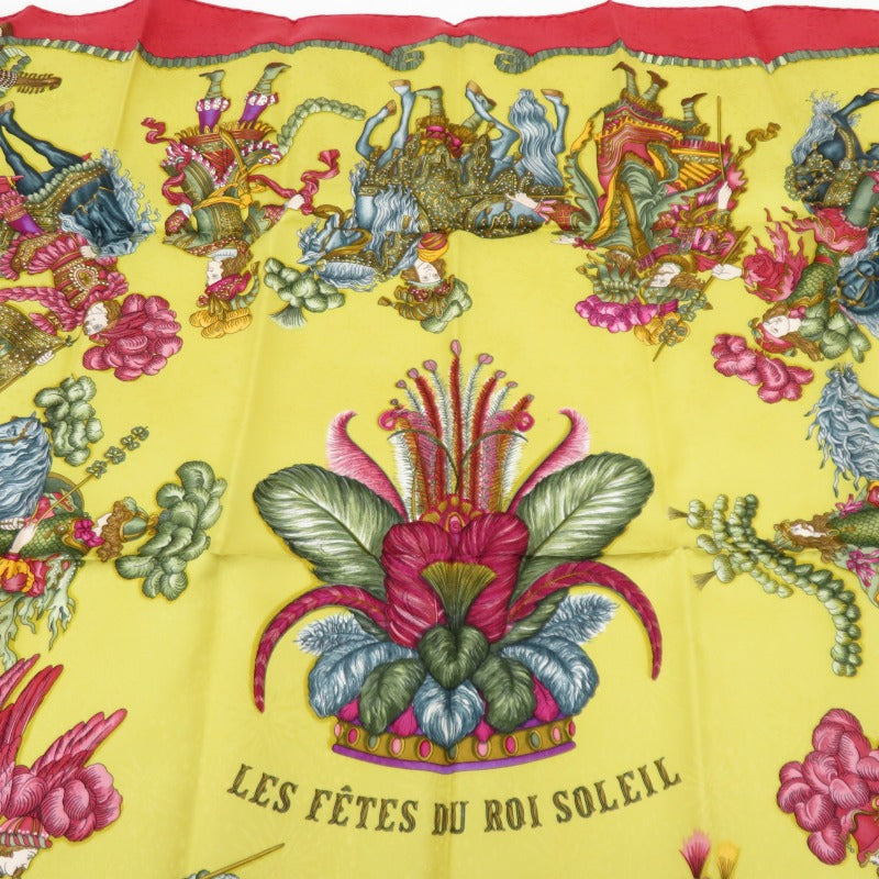 HERMES | エルメス カレ 90 LES FETES DU ROI SOLEIL 「太陽王の祝典」 ハンカチ レッド【瀬戸大橋店】