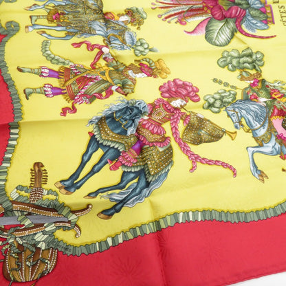 HERMES | エルメス カレ 90 LES FETES DU ROI SOLEIL 「太陽王の祝典」 ハンカチ レッド【瀬戸大橋店】