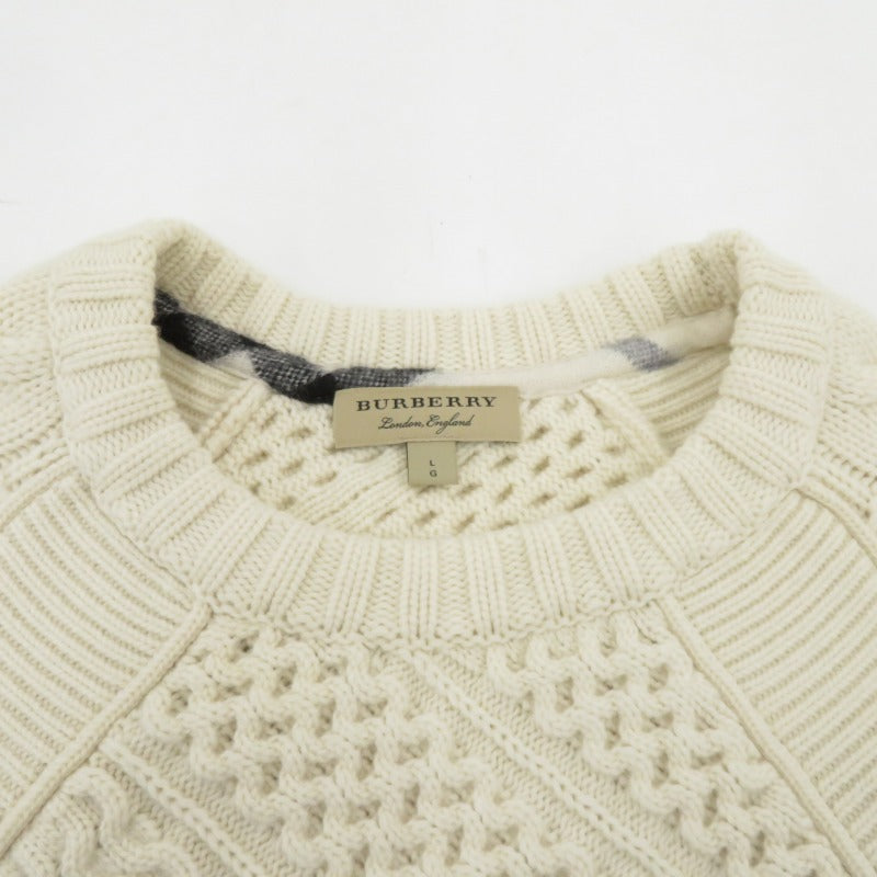 BURBERRY London England | バーバリーロンドンイングランド カシミヤ混ケーブルニット ニット アイボリー サイズ：L【瀬戸大橋店】