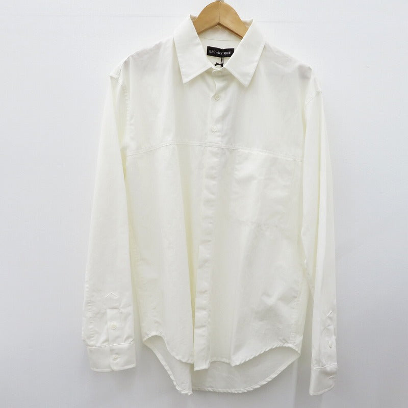 Brownstone/PANELED BUTTON DOWN SHIRT 長袖シャツ 1114010100312 ホワイト サイズ：M【瀬戸大橋店】