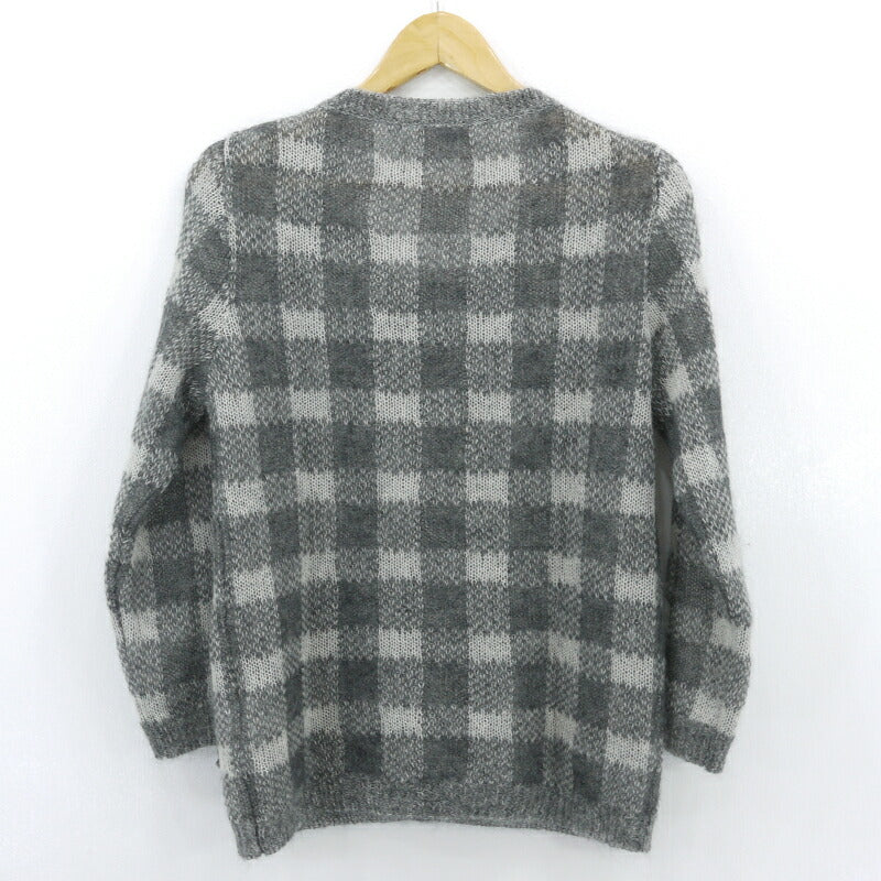 【中古】MONCLER | モンクレール MAGLIONE TRICOT CARDIGAN チェック柄 長袖 モヘア ニット カーディガン グレー サイズ：S【尾張小牧店】