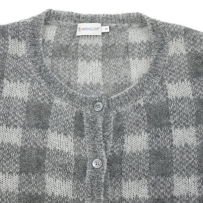 【中古】MONCLER | モンクレール MAGLIONE TRICOT CARDIGAN チェック柄 長袖 モヘア ニット カーディガン グレー サイズ：S【尾張小牧店】