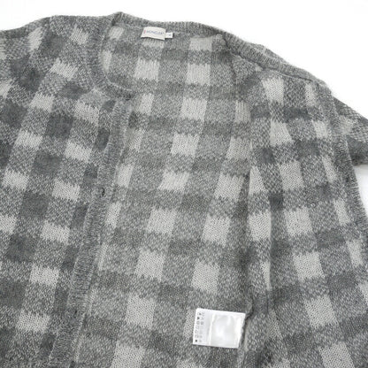 【中古】MONCLER | モンクレール MAGLIONE TRICOT CARDIGAN チェック柄 長袖 モヘア ニット カーディガン グレー サイズ：S【尾張小牧店】