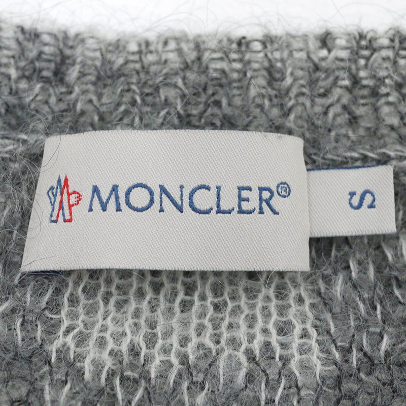【中古】MONCLER | モンクレール MAGLIONE TRICOT CARDIGAN チェック柄 長袖 モヘア ニット カーディガン グレー サイズ：S【尾張小牧店】