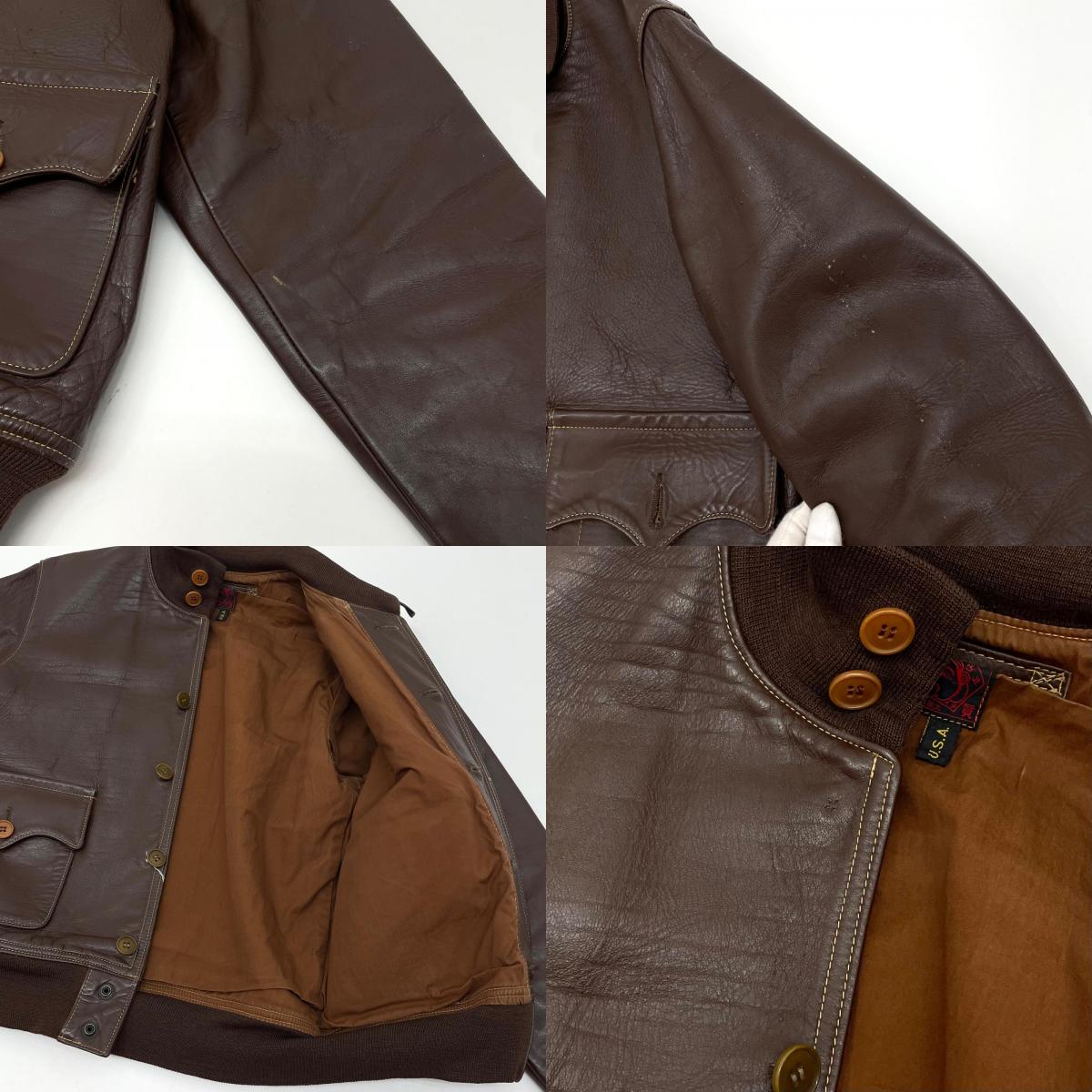 【中古】EVISU | エヴィス A-1 フライトジャケット　レザージャケット ブラウン サイズ：36【尾張小牧店】
