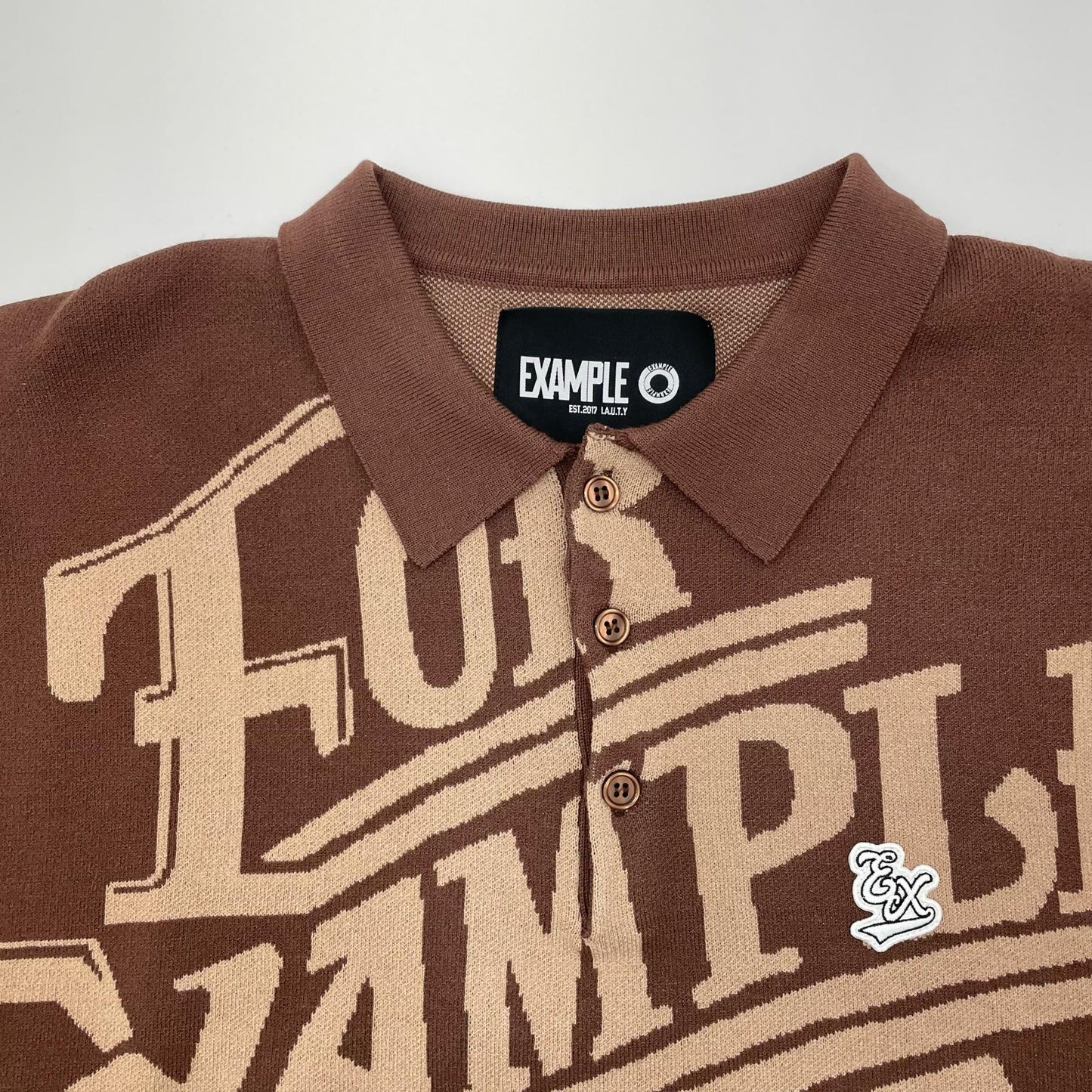 EXAMPLE | イグザンプル MADE IN PEACE POLO KNIT SHIRTS ポロシャツ ブラウン サイズ：M【尾張小牧店】