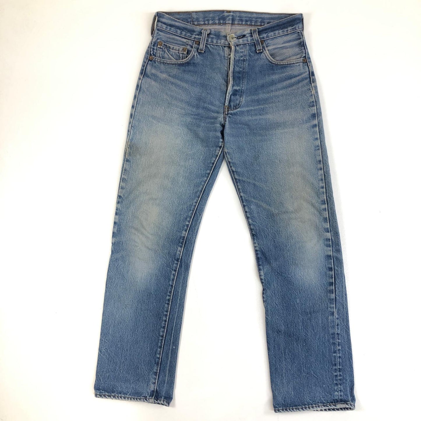 【中古】VINTAGE | ビンテージ 501 赤耳 デニムパンツ 80年代 ボタン裏刻印 524 パッチ タグなし W28 L28 位 ブルー【加古川物流】