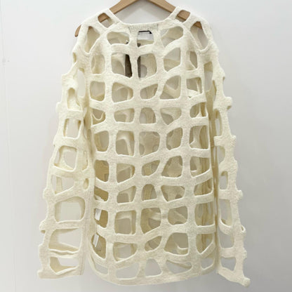 COMME des GARCONS | コムデギャルソン 製品加工 格子セーター ニット ニット PN-N011 アイボリー サイズ：S【尾張小牧店】