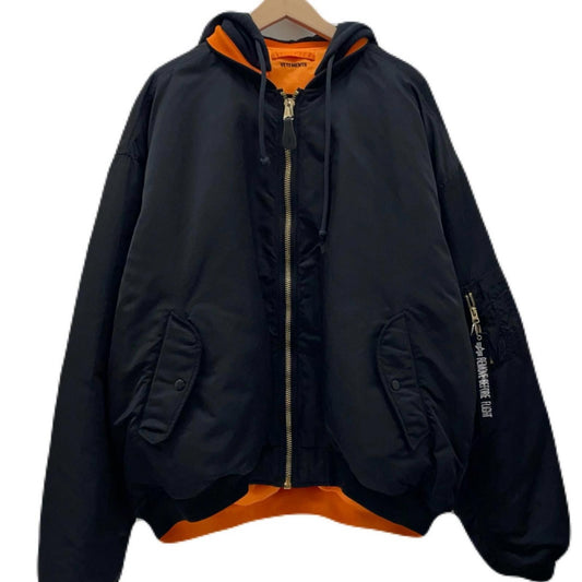 VETEMENTS | ヴェトモンベトモン Reversible Hooded Bomber Jacket ミリタリーコート UA53JA900B ブラック×オレンジ サイズ：S【尾張小牧店】