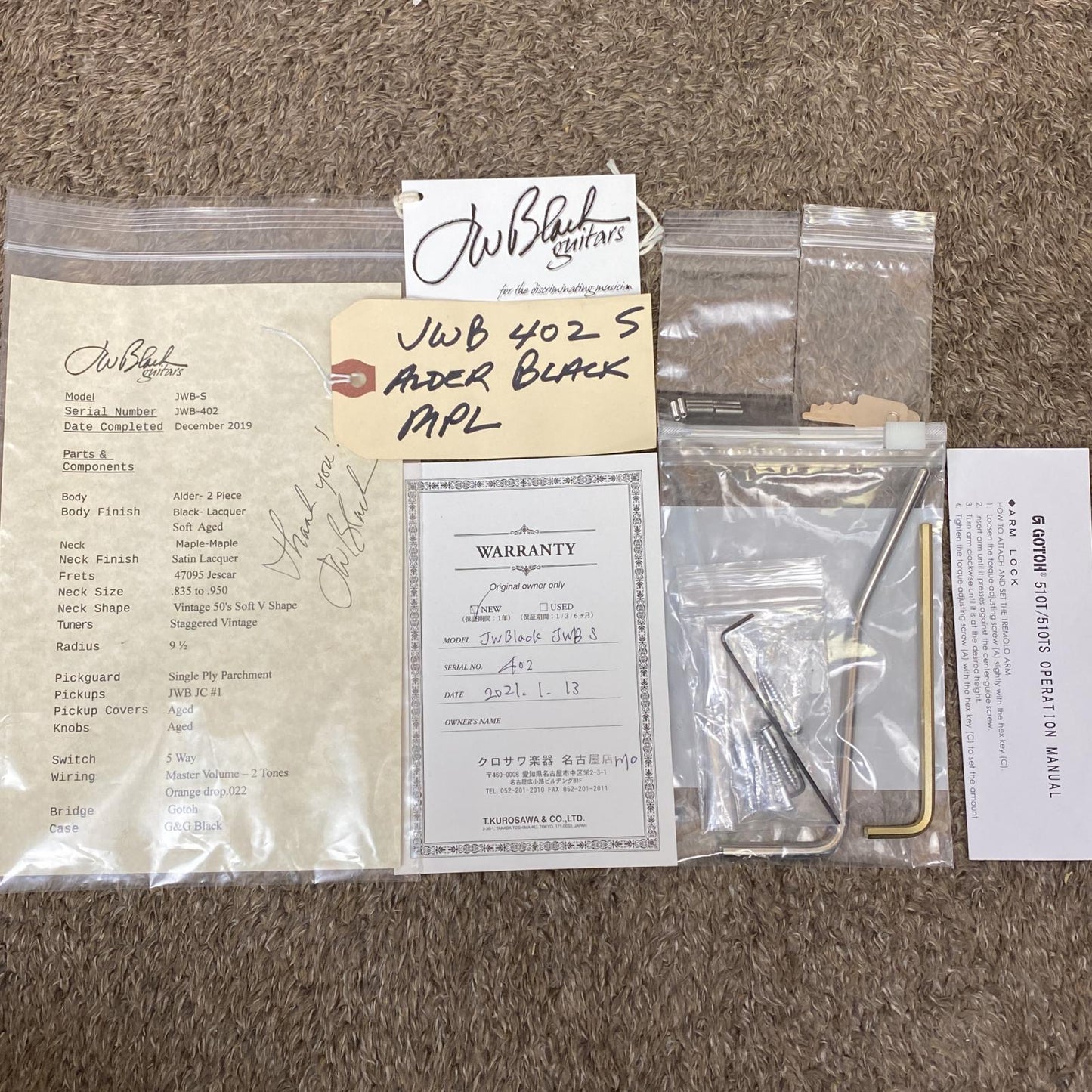 J.W.Black Guitars | ジェイダブリューブラックギターズ 楽器 USA JWB-S Soft Aged Black【尾張小牧店】