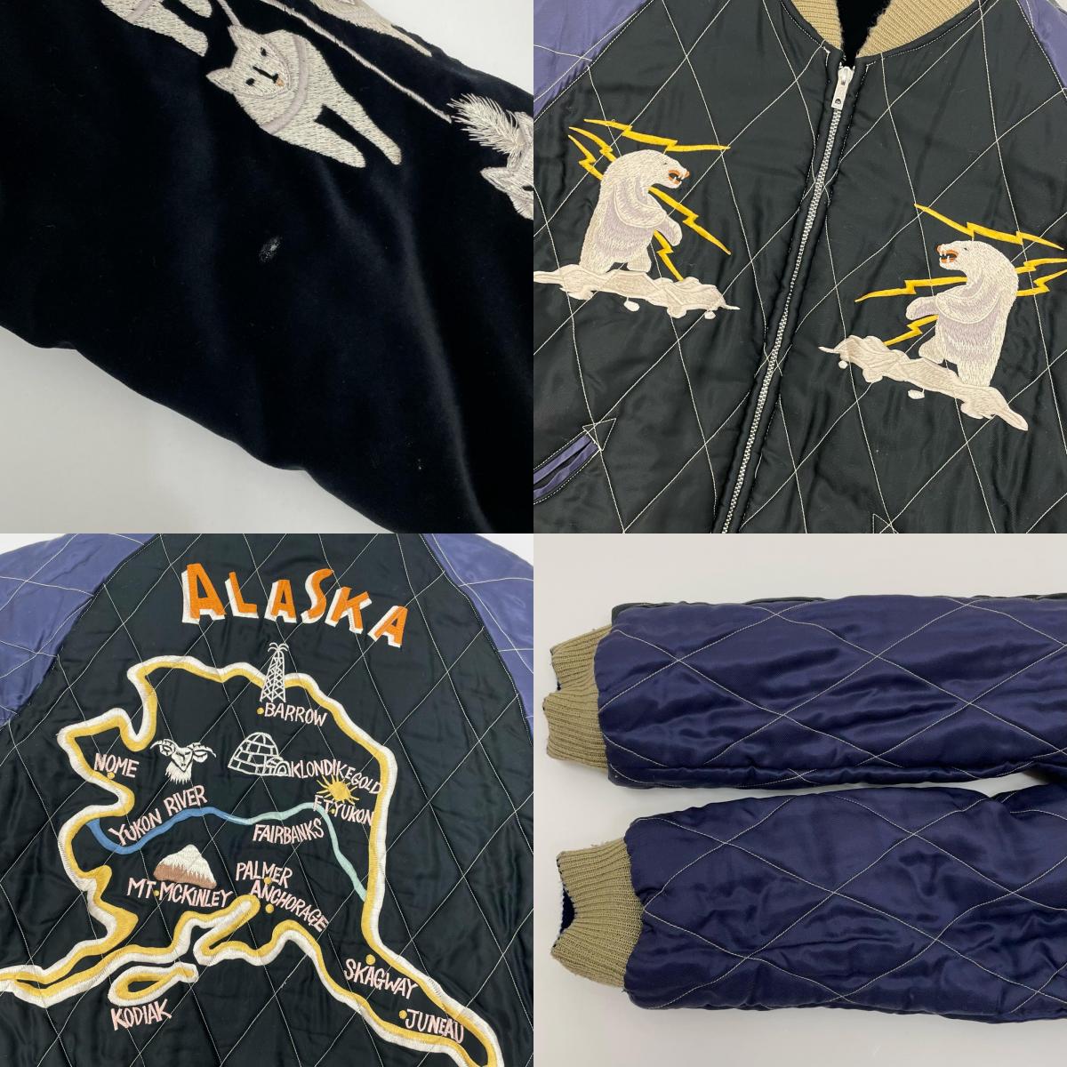 TAILOR TOYO(東洋エンタープライズ) | テイラートウヨウテイラートーヨー LIGHTNING POLAR BEAR×ALASKA MAP スーベニアジャケット TT13078 ブラック サイズ：M【尾張小牧店】