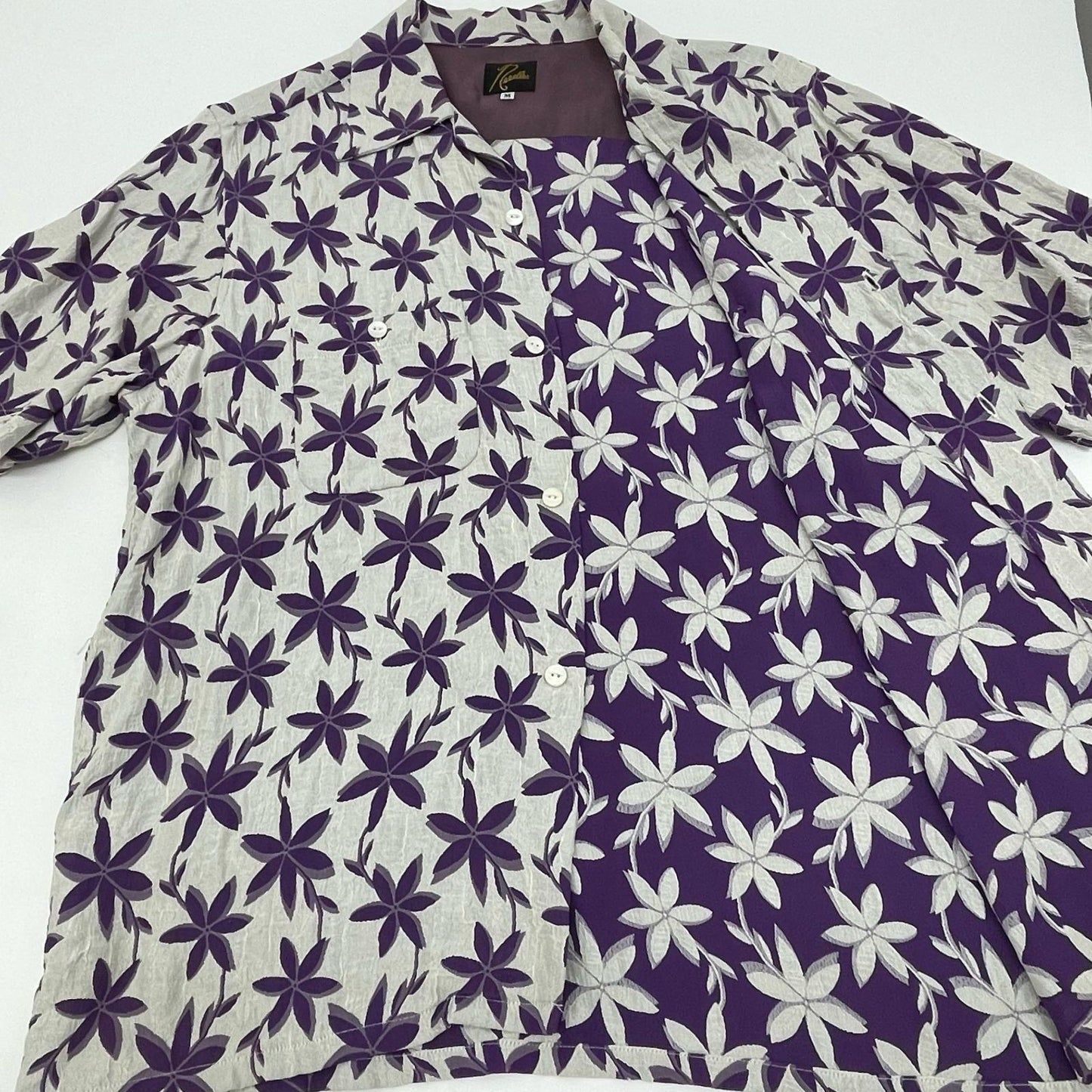 Needles | ニードルス ONE-UP SHIRT-ACE/R FLORALX 半袖シャツ MR238 ホワイト×パープル サイズ：M【尾張小牧店】