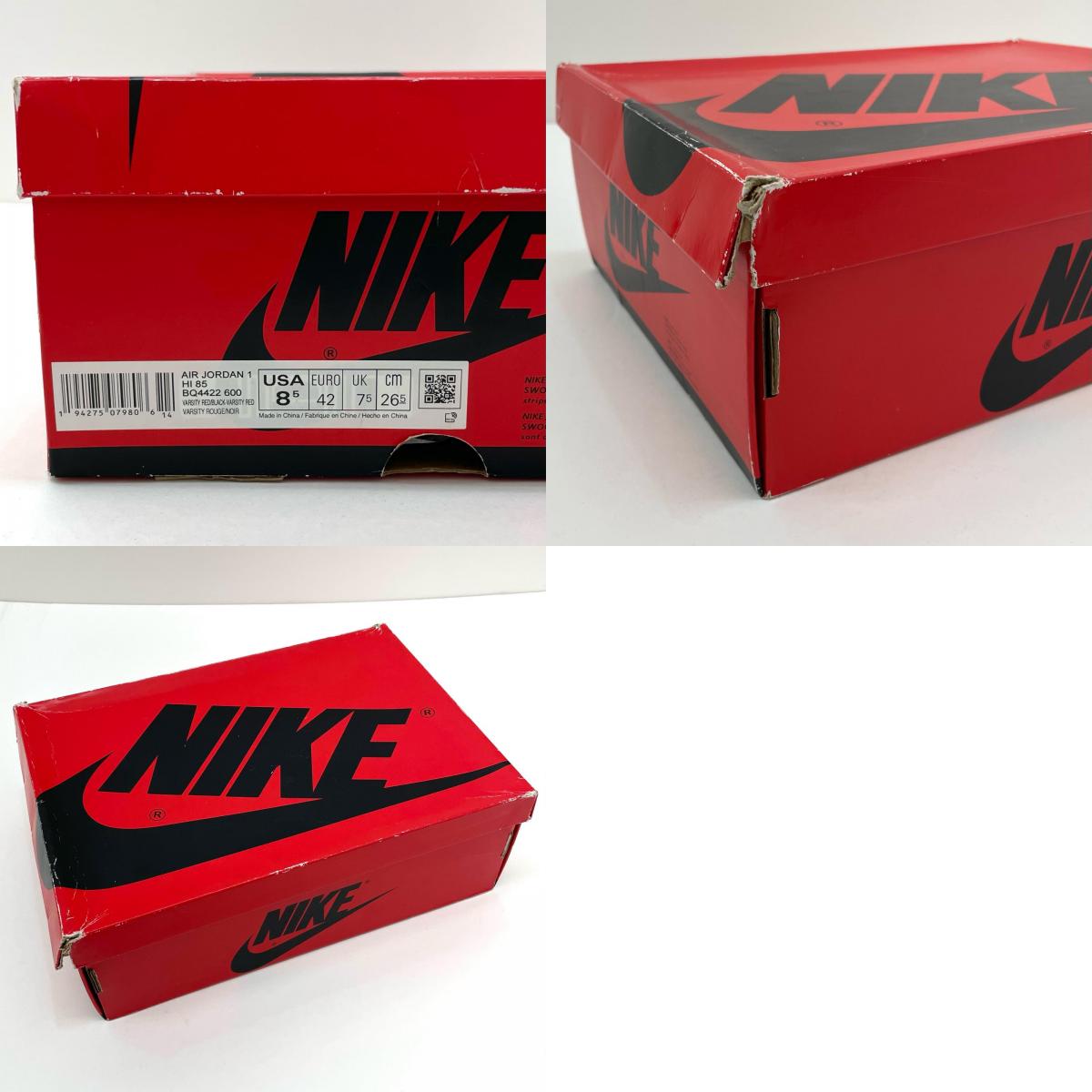 NIKE | ナイキ Air Jordan 1 High ’85 スニーカー BQ4422-600 レッド×ブラック 26.5cm