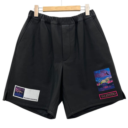 【中古】Valentino | ヴァレンチノ レザーハーフパンツ　ショートパンツ ブラック サイズ：46【尾張小牧店】