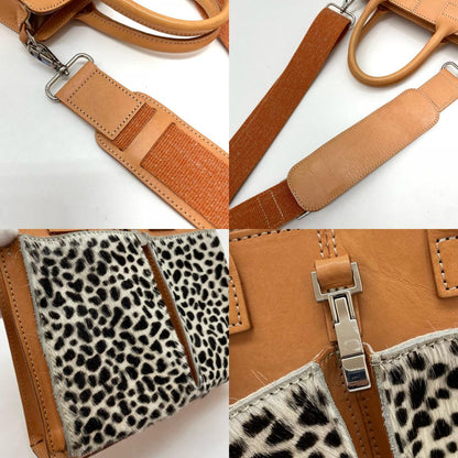 LEATER UNBORN CALF HELMET BAG その他バッグ RICH I-05-B-04 ブラウン×レオパード【尾張小牧店】